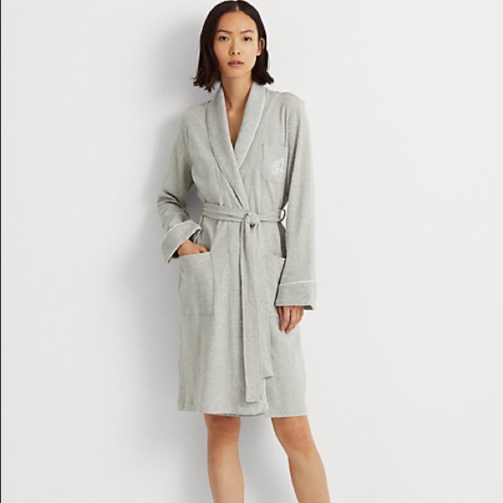 Lauren Ralph Lauren Grey Herringbone Robe , Short